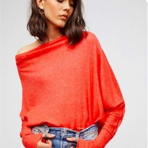 We The Free Free People Londontown Red Boatneck Thermal Top Size M